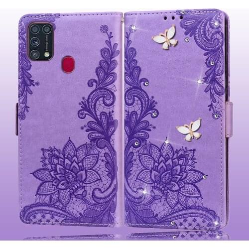 M31 Bling Leather Case For Samsung M31 Flip Back Cover Phone Case On For Samsung Galaxy M31 M315F M 31 Case Coque
