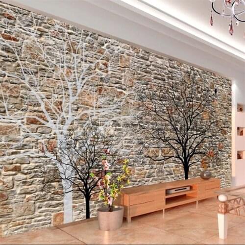 Wellyu Customized large murals fashion home improvement 3D brick wall abstract tree background wall wallpaper papel de parede