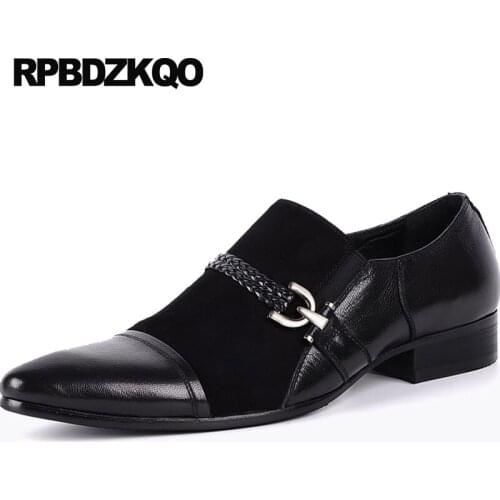 Plus Size Formal Black Business Pointed Toe Fashion British Style Braided Dress High Quality Metal Suede Men Woven Leather Shoes