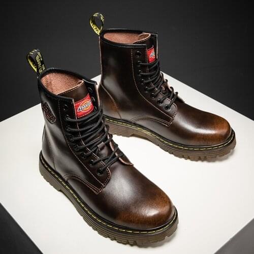 Large size 6892 Martin boots mens leather boots leather Korean version of the trend of the British style retro high-top mens s