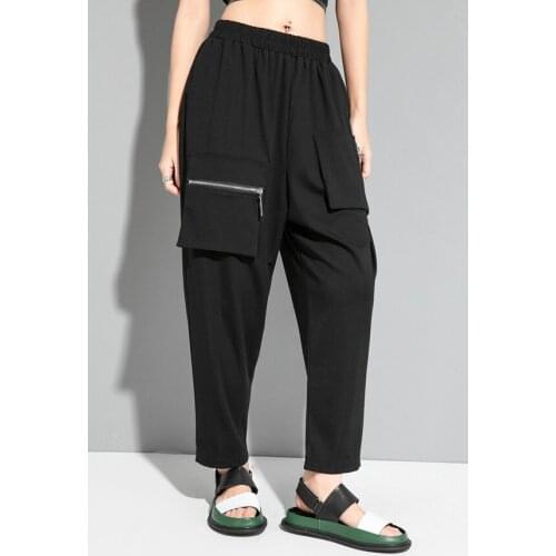 Casual pants womens personality three-dimensional pocket hip-hop small leg Harem Pants Street versatile trend spring new pants