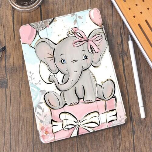 For iPad Case Cute baby elephant For iPad 10.9 inch Air 4 2020 9.7 inch 5th 6th 10.2 8th 7th 12.9 inch iPad Pro 10.5 inch Mini 5