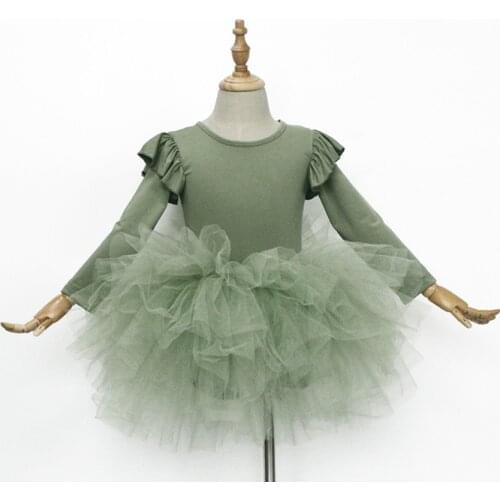 1-10Yrs Children Girls Princess Dress Cotton Girls Ruffles Sleeve Dancing Tutu Dress For Kids Girls