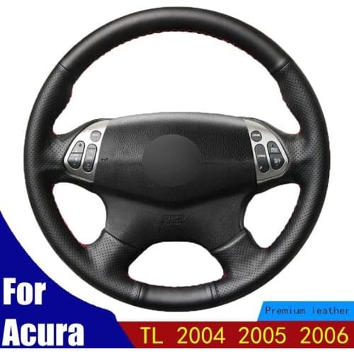 DIY Car Steering Wheel Cover Comfortable Black PU Faux Leather For Acura TL 2004 2005 2006