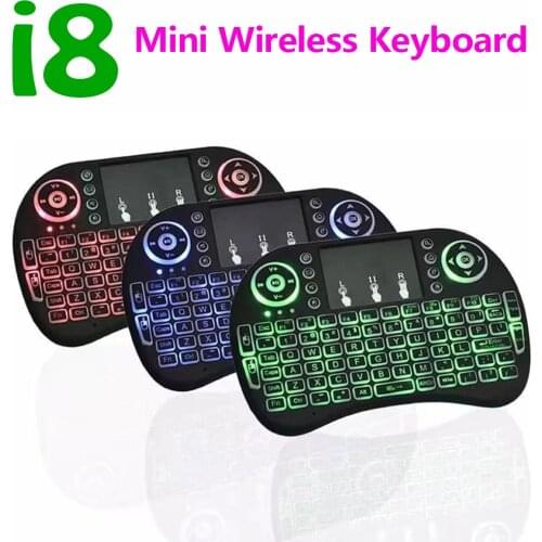 I8 Mini Keyboard English Russian Backlight Mini Wireless Keyboard 2.4GHz air mouse Backlit Touchpad Handheld for Android TV BOX
