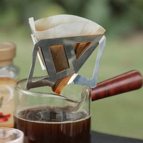 Reusable Coffee Drip Filter Cup Stainless Steel Holder Mesh Funnel Outdoor Dripper Coffee Camping Folding Rack Kitchen tools