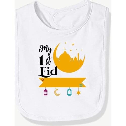 My first Eid Mubarak bib kid 1st Muslim Islamic Ramadan Mubarak Kareem Holiday party decoration favor baby shower gift present
