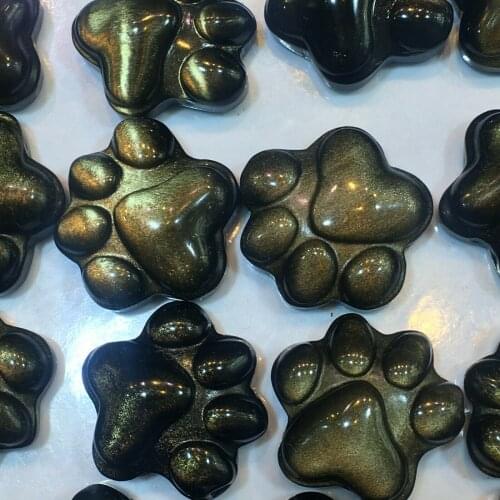 Natural Gold Obsidian Gem Cat Paw Handmade Sculpture Heals 1PC