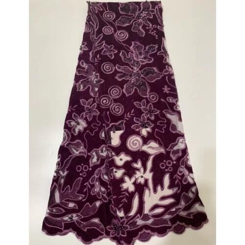 New arrival embroidered African tulle lace fabric french lace 5 yards French lace with velvet beads for party dress BZL-12.1714