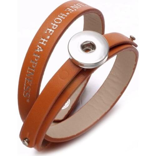 New Arrivals Yellow PU Leather DIY Lucky Armband Snap Bracelet 18mm Snap Button Jewelry For Snap Jewelry SZ0479j
