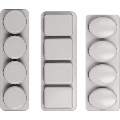 New 4 Cavity Soap Molds Silicone Mold for Making Handmade Soap Lotion Bar Rectangle Oval Round Reusable Silicone Soap Making