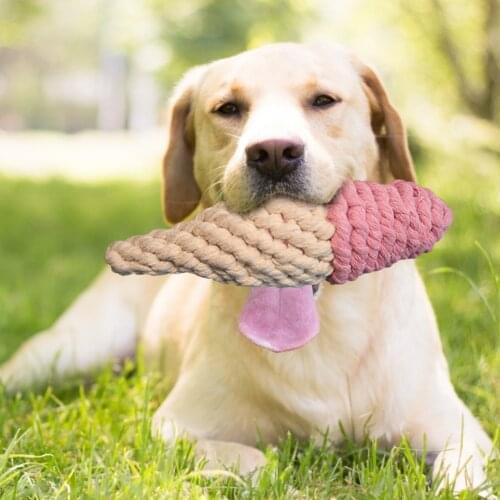 New Dog Cat Teething Toy Hand Knitting Cute Cotton Ice Cream Bite Resistance Cleaning Grinding Teeth Rope Pet Interactive Toys