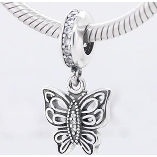 Original Vintage Love Takes Flight Butterfly Pendant Beads Fit 925 Sterling Silver Bead Charm Europe Bracelet DIY Jewelry