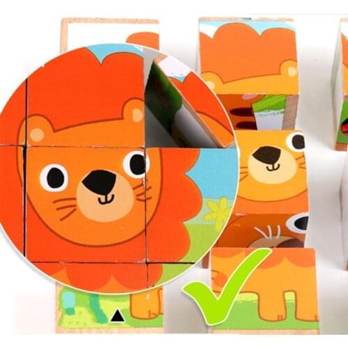 Multicolor Cartoon Early Education Beech Puzzle Supplies for Children over 36 Months Develop Hands-on Skills Jigsaw