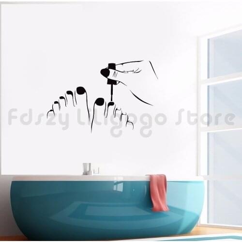 Pedicure Wall Sticker Beauty Salon Nail Shop Decor Vinyl Pedicure Wall Decal Nails Art Wall Mural Removable Window Decals Q670