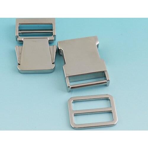 25mm Alloy Release Belt Buckle Silver Adjuster Buckles Strap Buckles Slider Fastener Bag Hardware