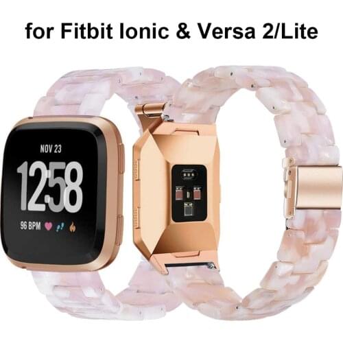 Pink Resin Watch Band for Fitbit Ionic & Versa 2 Lite Bracelet Men Women Strap Watchband Replacement Accessories Adjustable