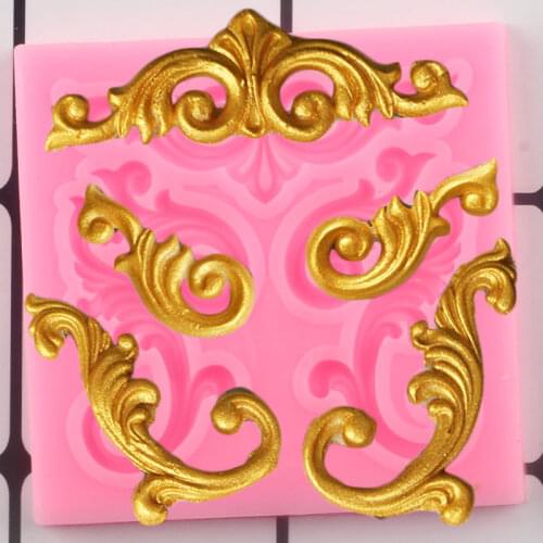 Scroll Relief Cake Border Silicone Mold Fondant Cake Decorating Tools DIY Cupcake Topper Candy Clay Chocolate Gumpaste Moulds