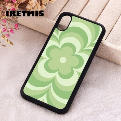 Iretmis 5 5S SE 2020 Phone Cover Case for iPhone 6 6S 7 8 Plus X Xs XR 11 12 Mini Pro Max Silicone Sage green flower trance