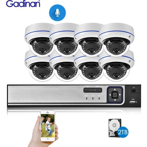 Gadinan H.265 8CH 3MP POE Kit 3MP IP Camera Audio Outdoor Waterproof CCTV Home Video Security Surveillance System NVR Set