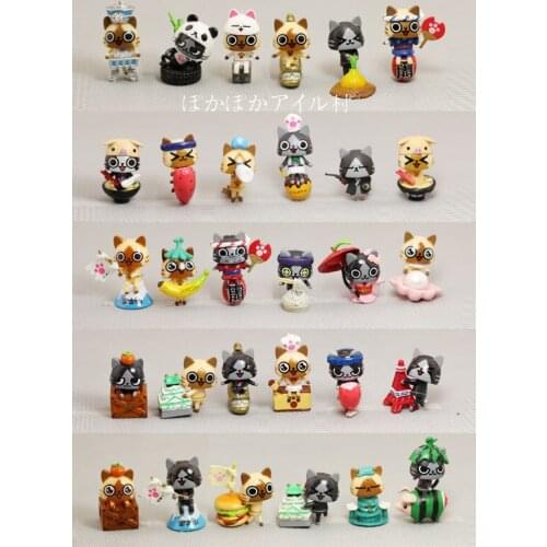 Random 2set/lot 3CM cute Japanese anime figure PVC Kawaii big eyes cat action figure set juguetes brinquedos kid toy for girl