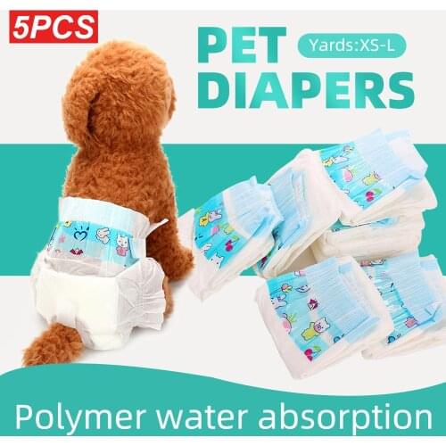 Dog Diapers Diaper Disposable Leakproof Nappies Puppy Super Absorption Wrap Diaper Multi-layer Structure Pets 5counts/pack CSV