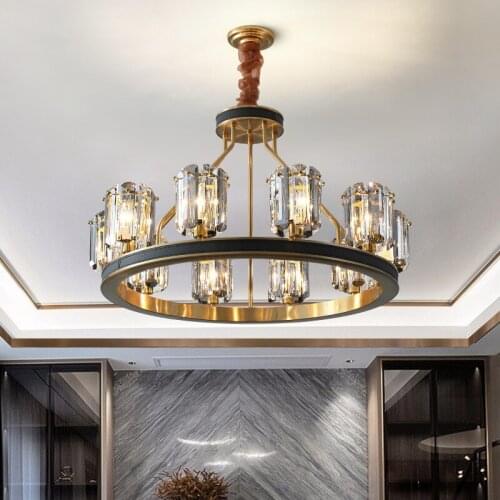 Modern Luxury Living Room Round K9 Led Pendant Lamp Led Hanging Lamp Dinng Room Line Lustre Luxury Crystal Suspend Lamp