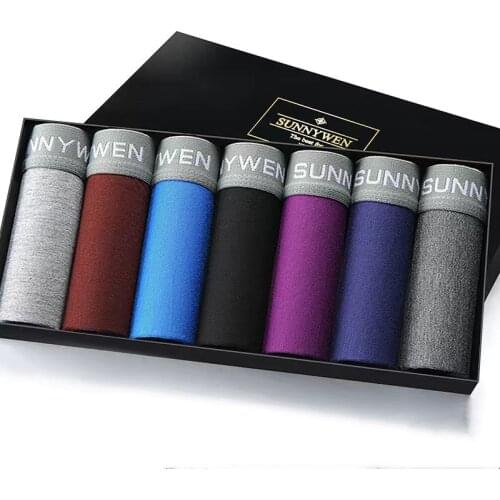 7pcs/lot Mens Underwear Boxer Shorts Mens Sexy Solid Color Underwear High-quality Breathable Fabric Mens Boxer Shorts for Men