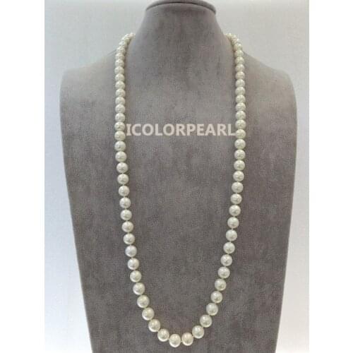 WEICOLOR 90cm 10-12mm Round White Natural Freshwater Pearl Jewelry Sweater Necklace,. Best Jewelry Gift For Mothers