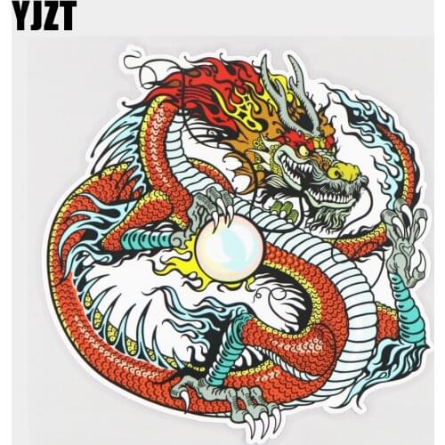 YJZT 16.5×16.8CM Dragon Holding Pearl Creative Window Windshield Stickers Car Decoration Accessories 21A-1057