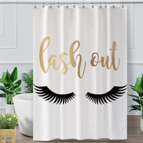 Eyelash Shower Curtain Funny Prevent Water Bath Lip Love Gold Black And White Bathroom Fashion Practical Decoration