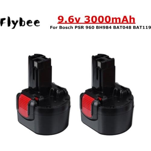 2PCS BAT048 9.6V 3000mAh Ni-CD Rechargeable Battery Power Tools Battery for Bosch PSR 960 BH984 BAT048 BAT119