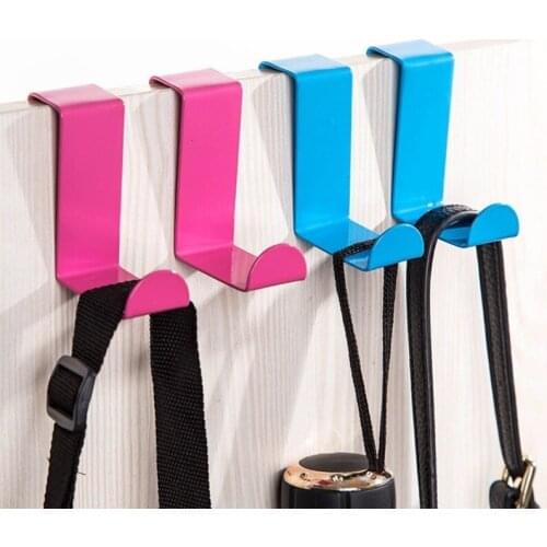 2pc Aluminum Alloy Storage Holder Rack Hook Kitchen Bedroom Cabinet Clothes Hanger Sundries Hook Behind The Door Organizer