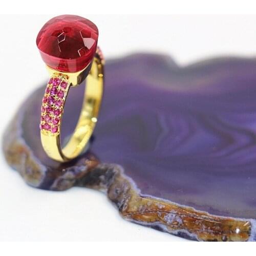 2021 Fashion Candy Style Ring Of 4 Colours Choose Crystal With Red Zircon Gold Plated Rings For Friends Best Festival Gift