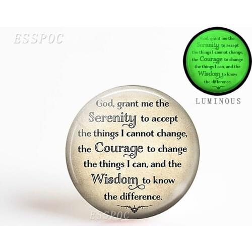 5pcs/set Making Luminous Keychain Necklace Glass Dome God Quote Fashion Serenity Prayer Religion Jewelry Gift Charm Pendant