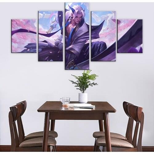 5pcs The Unforgotten Yone League of Legends Video Game Poster HD Canvas Art Wall Paintings for Home Decor