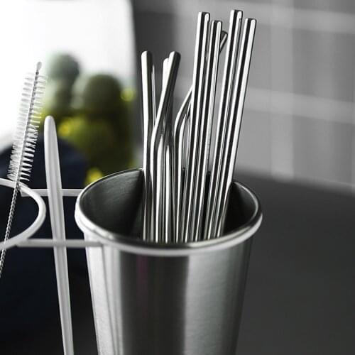 8pcs/set Stainless Steel Reusable Drinking Straw Straight Bent Cocktail Straws With Cleaning Brush Bar Party Accessories