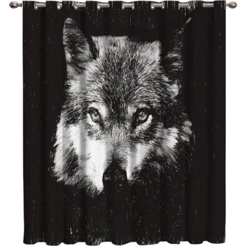 Animal Wolf Patterns Black And White Window Treatments Curtains Valance Living Room Bathroom Home Decor