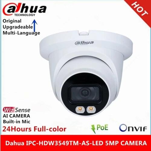 Dahua IPC-HDW3549TM-AS-LED 5MP Built-in Mic WizSense IP Camera 24 Hours Full-color IP67 WDR Eyeball AI Camera