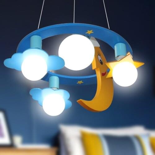 Children Pendant Lights moon star cartoon personality kids bedroom light boy girl warm clouds creative pendant lamp LO72114