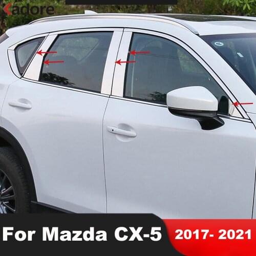 For Mazda CX5 CX-5 2017 2018 2019 2020 Stainless Steel Car Window Center Pillar Sticker B+C Post Protector Trim Auto Accessories