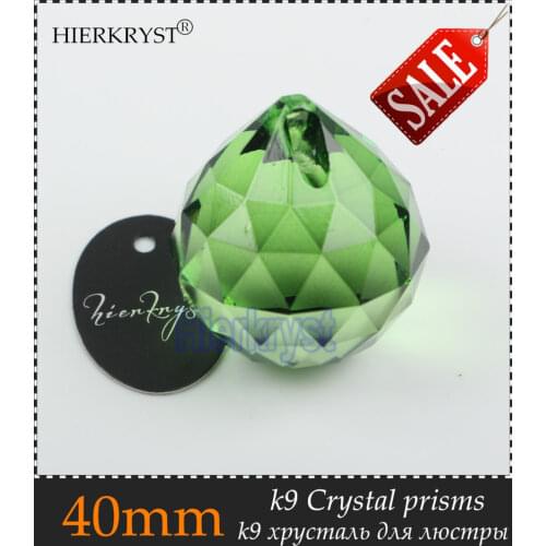 HIERKYST 40mm Green Crystal Balls Suncatcher Prisms Pendants for Chandeliers Parts Lamp Rainbow Hanging Drops 2 pcs #2049-2C