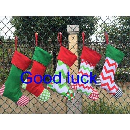 100pcs/lot free shipping canvas Christmas stocking new arrival style Christmas gift bags socks for Christmas decoration