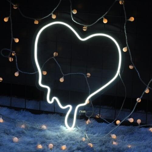 Custom Waterproof Flex Neon Sign Melting Heart Visual Art Acrylic Wall Hanging Flexible Sign decoration For girls gift