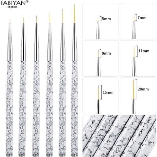 3Pcs Nail Art Brush Drawing Painting Flower Liner Pen Marble Pattern Handle UV Gel Polish Manicure Tools Set 5/7/9mm 11/15/20mm