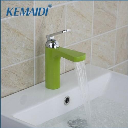KEMAIDI Deck Mounted Bathroom Basin Mixer Tap Square Single Handle Basin Vessel Sink Faucet Hot Cold Water Faucet for Basin