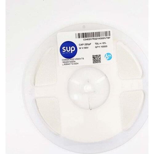 100PCS C0402X7R221K500NTBF Chip capacitor 0402 X7R 220pF 50V ±10% Thickness 0.5mm