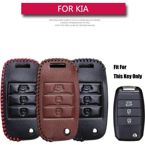 Leather Car Key Case Cover For Kia Soul Rio Ceed Picanto Cerato 4 Sportage 3 Seltos Optima Sorento Stinger Key Shell Accessories