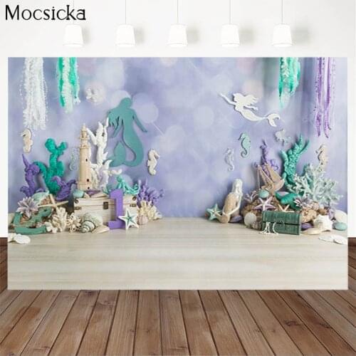 Mocsicka Baby Shower Background Ocean World Coral Castle Decoration Style Child Portrait Photo Background Photography Banner