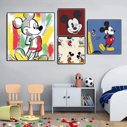 Mickey & Minnie Mouse Muur Cartoon Art Poster Disney Watercolor Canvas Painting Print Wall Art Picture Woonkamer for Home Decor